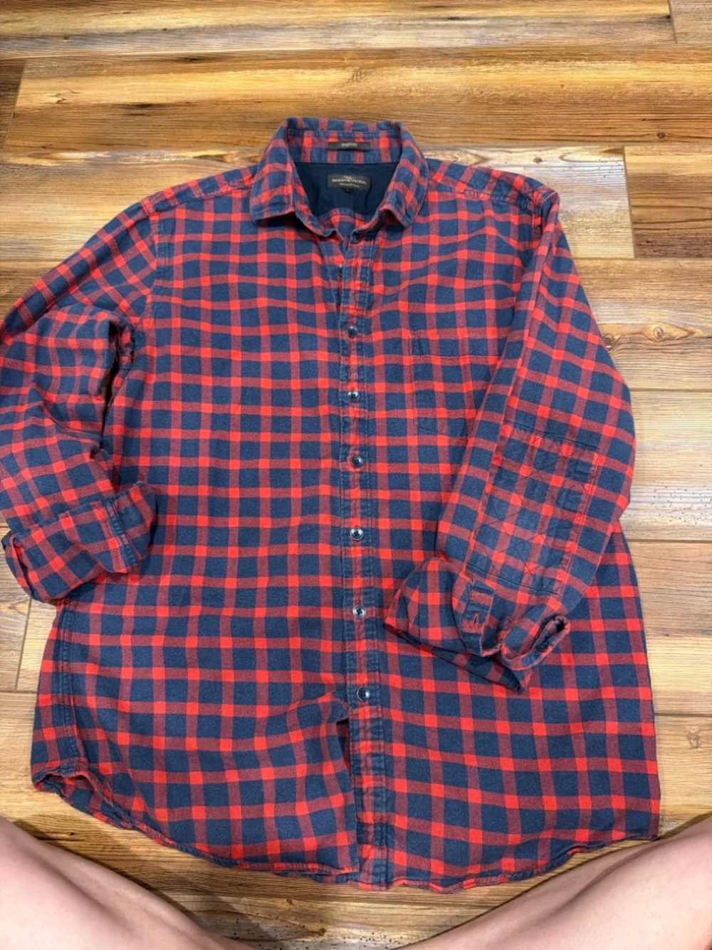 Rodd & Gunn Plaid Flannel Shirt L Sports Fit Quilted Elbow Cotton - Picture 3 of 5